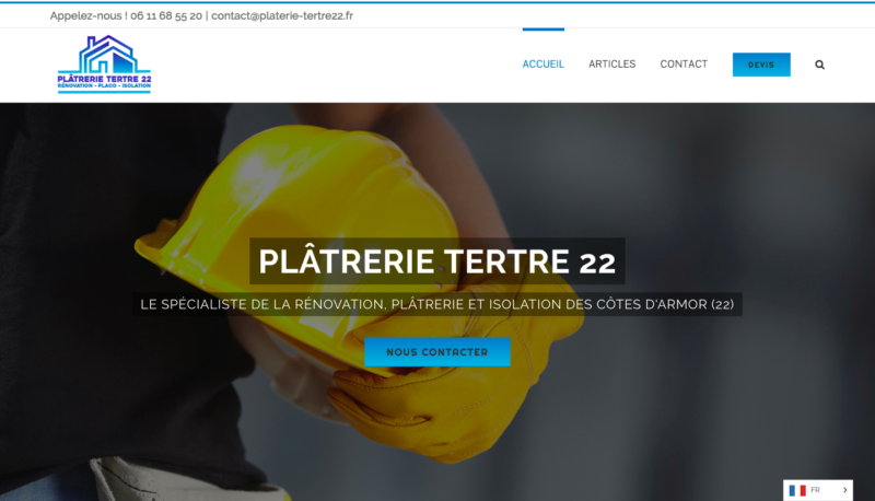 Ecran du site platrerie-tertre22.fr réalisé par l'agence Grain de Sell