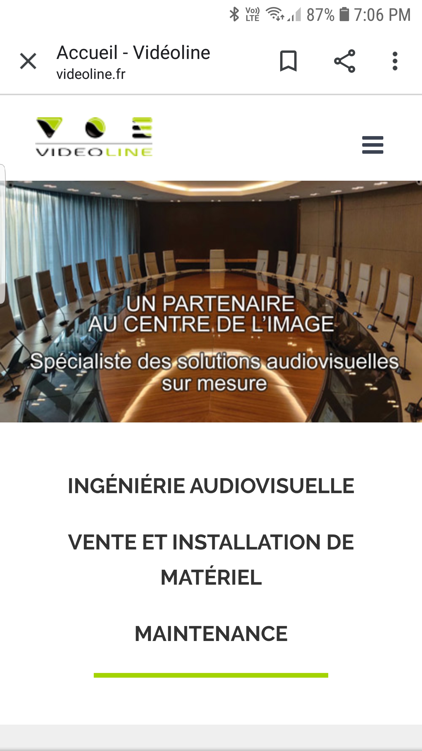 Ecran du site Internet videoline sur tablette