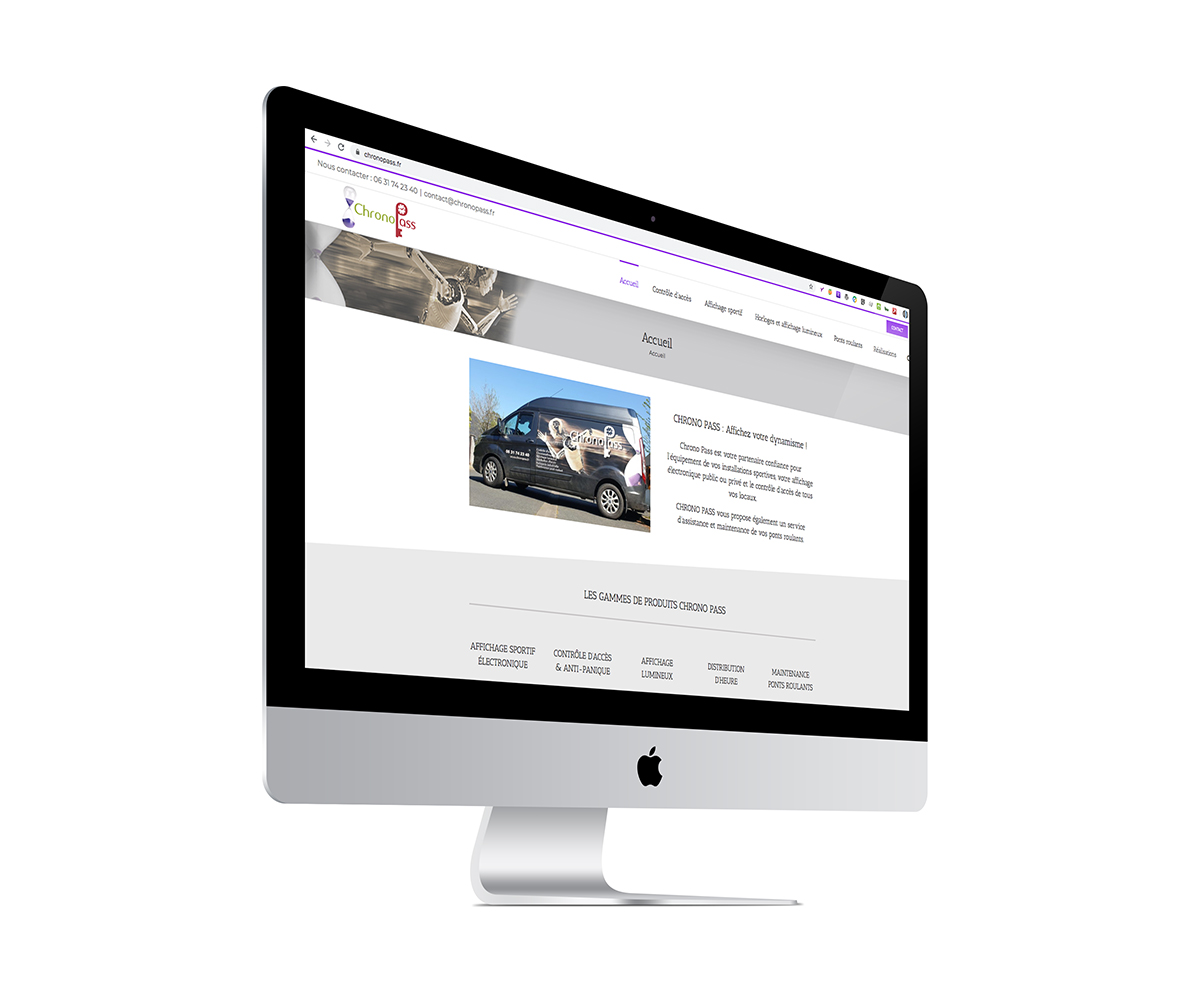 Ecran du site Internet de l'entreprise Chrono Pass de Lézardrieux