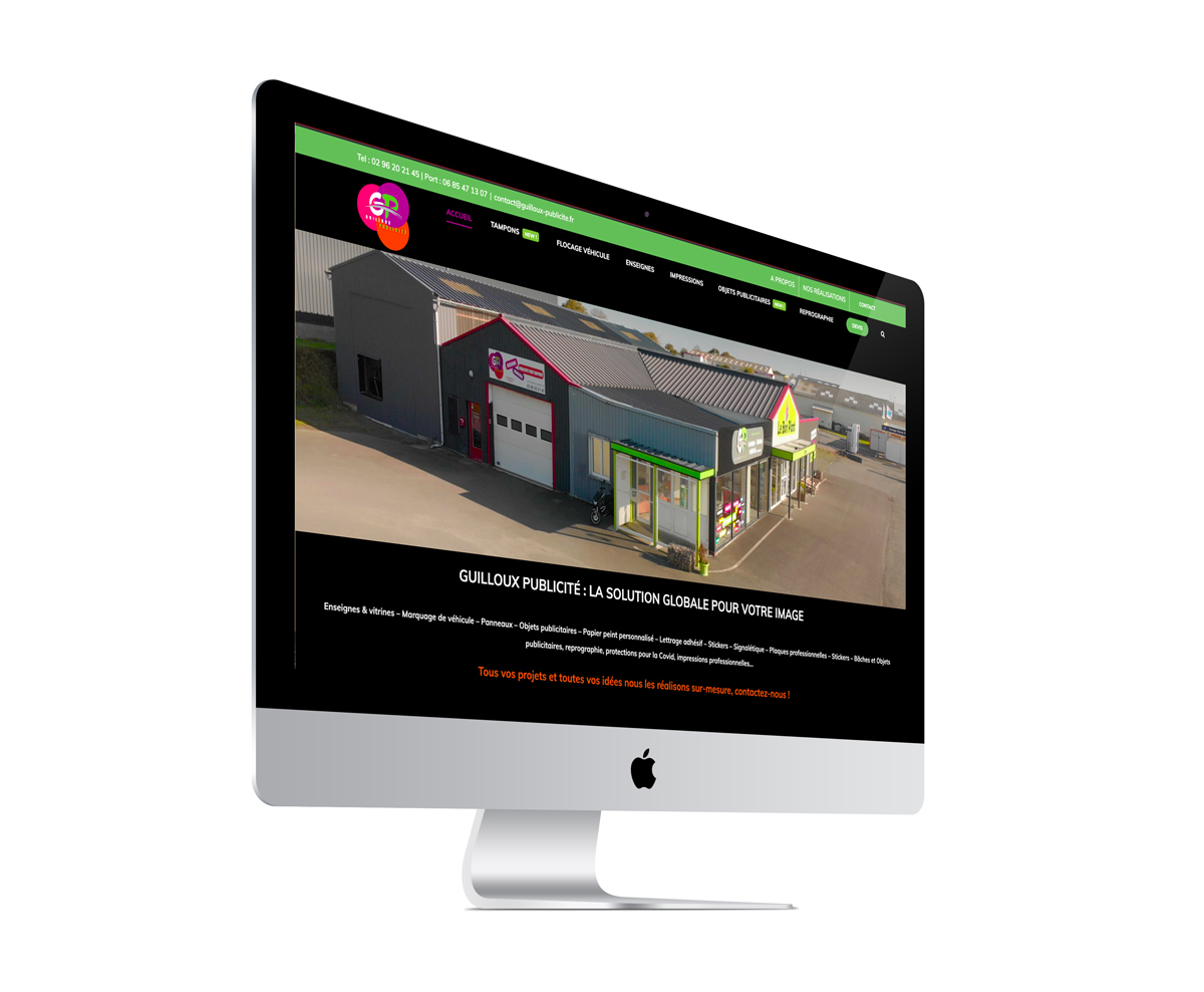 écran du site Guilloux Publicité