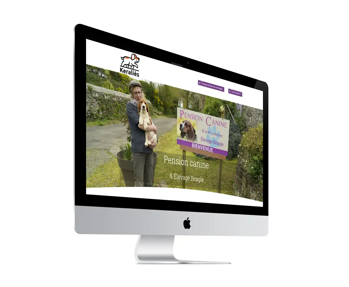 écran du site internet de la pension canine keralies