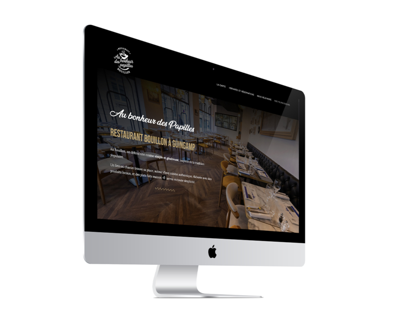 écran du site Internet au bonheur des papilles à Guingamps